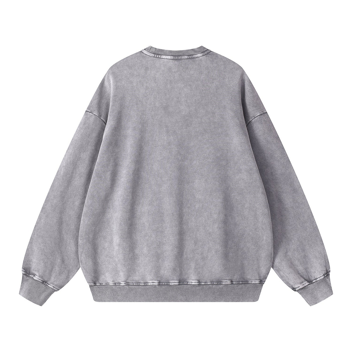 Crew Neck Faded Relaxed Sweatshirt-INNBLAC Fashion Apparel