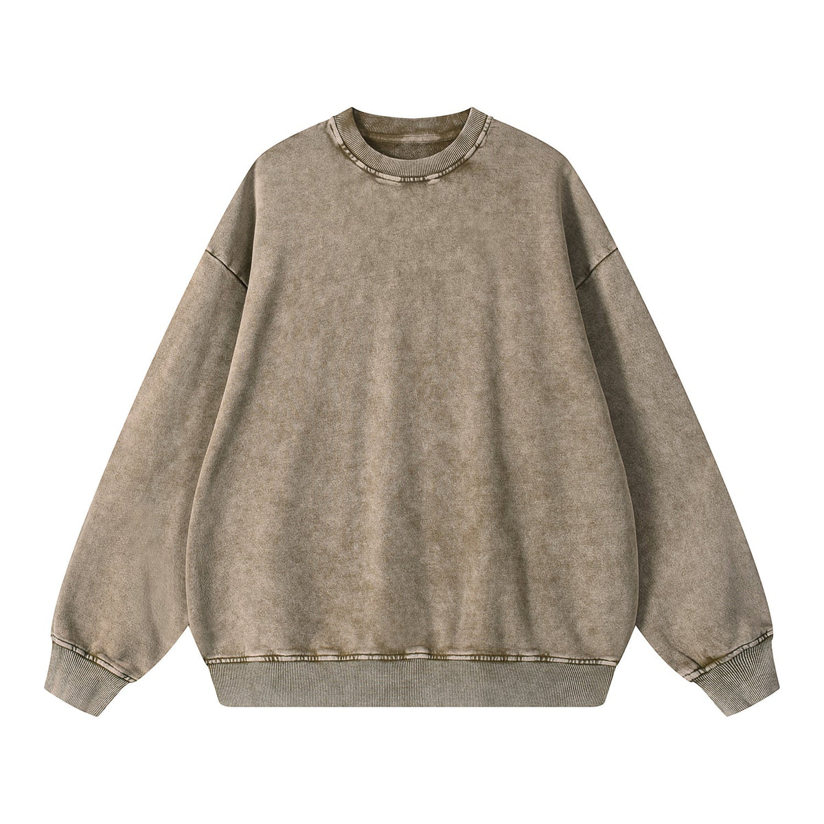 Crew Neck Faded Relaxed Sweatshirt-INNBLAC Fashion Apparel