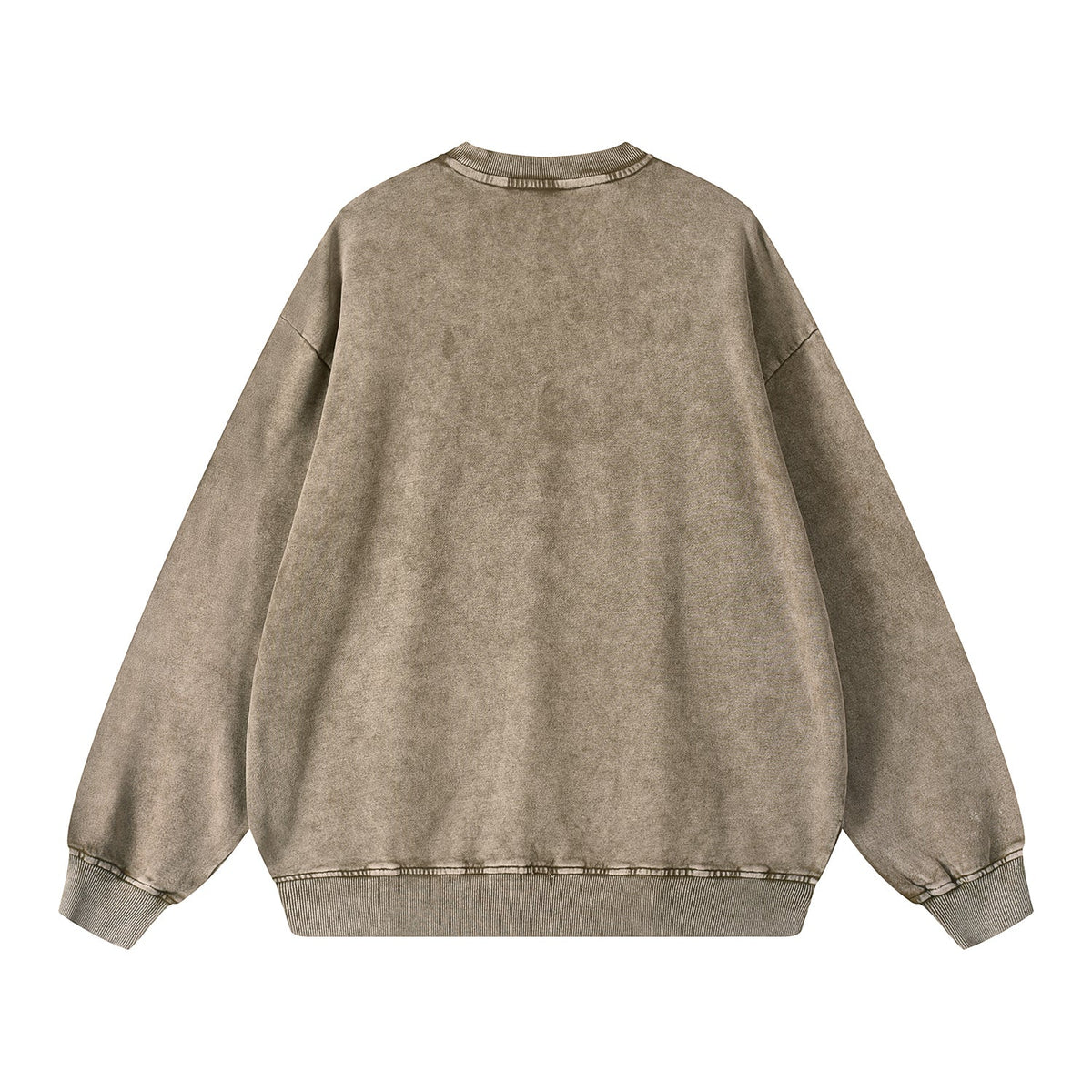 Crew Neck Faded Relaxed Sweatshirt-INNBLAC Fashion Apparel