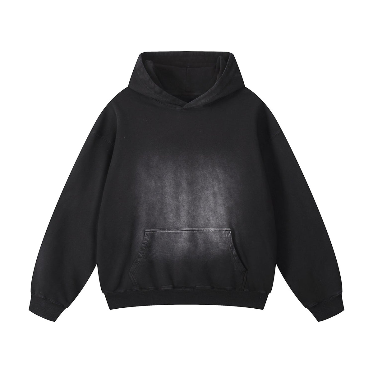 Black Faded Kangaroo Pocket Hoodie-INNBLAC Fashion Apparel