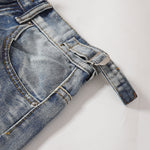 Adjustable Side Strap Distressed High Waist Shorts