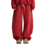 Elastic Drawstring Waist Fleece Jogger Pants