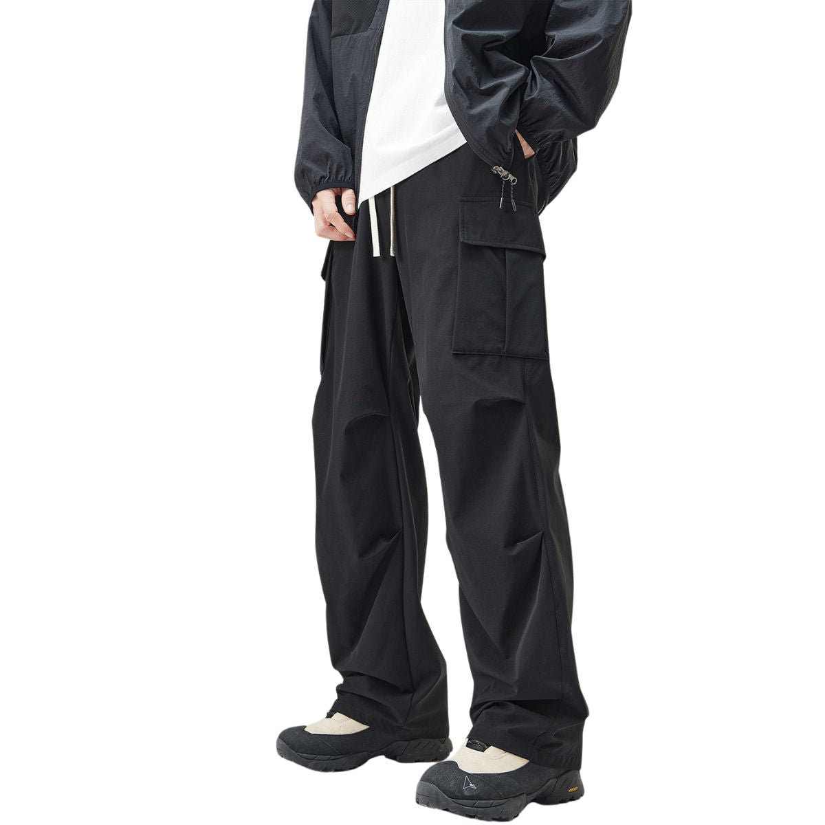 Solid Color Cargo Parachute Pants-INNBLAC Fashion Apparel