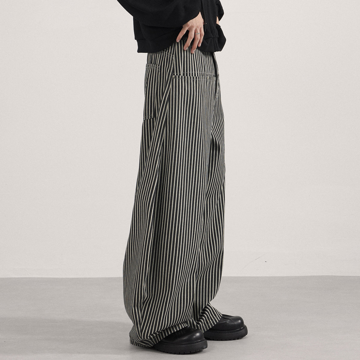 High Waisted Striped Wide Leg Casual Pants