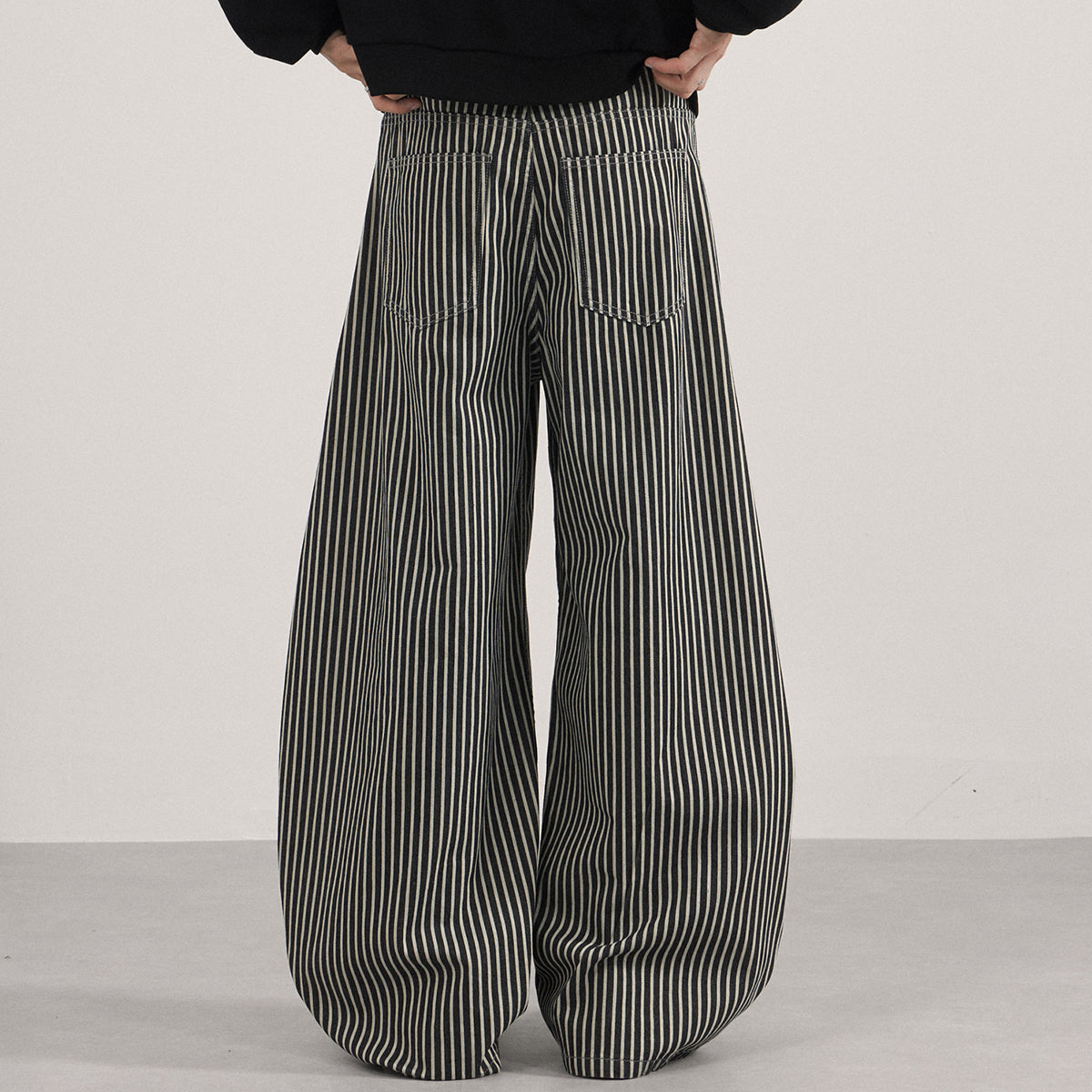 High Waisted Striped Wide Leg Casual Pants