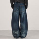 Grunge Dark Wash High Waist Wide Leg Jeans