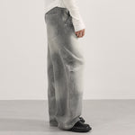 Vintage Gray Distressed High Waist Jeans