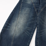 Retro Patchwork Curved Blade Denim Jeans