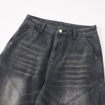 Cargo Wide Leg Distressed Wash Denim Jeans