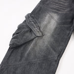 Cargo Wide Leg Distressed Wash Denim Jeans