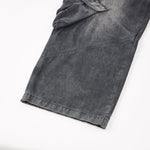 Cargo Wide Leg Distressed Wash Denim Jeans