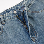 Distressed Cargo Style Wide Leg Denim Jeans