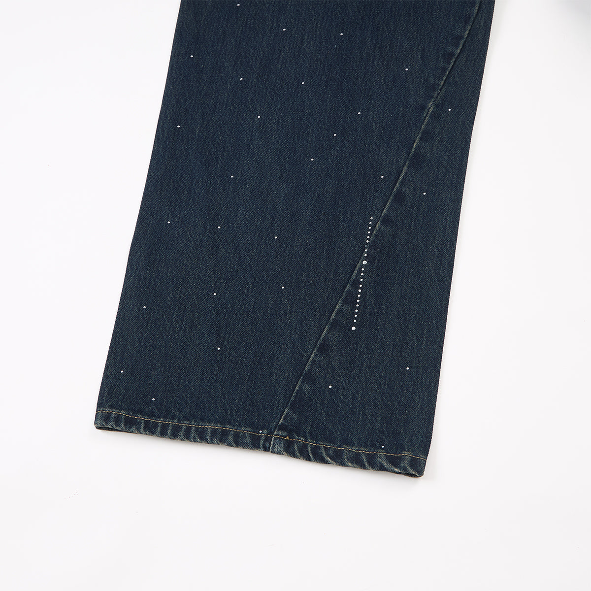 Embellished Dark Blue High Waist Wide Leg Jeans