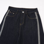 Wide Leg Contrast Stripe Denim Jeans