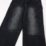 Artistic Patchwork Vintage Black Wide Leg Jeans