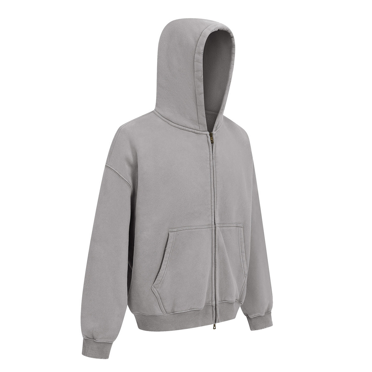 Vintage Oversized Full Zip Kangaroo Pocket Hoodie