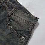 Knee Patch Design Vintage Washed Denim Shorts