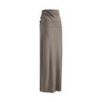 High Waist Ruched Knit Maxi Skirt