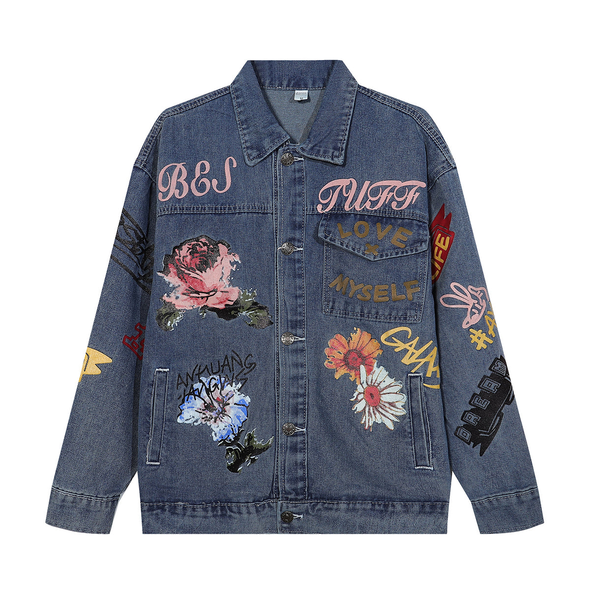 Floral-Printed Denim Trucker Jacket