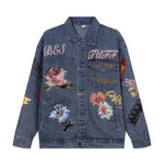 Floral-Printed Denim Trucker Jacket