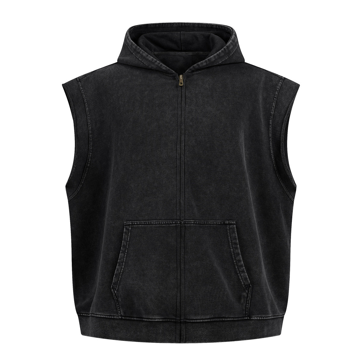 Sleeveless Zip Hoodie Casual Vest Hood Pockets Included