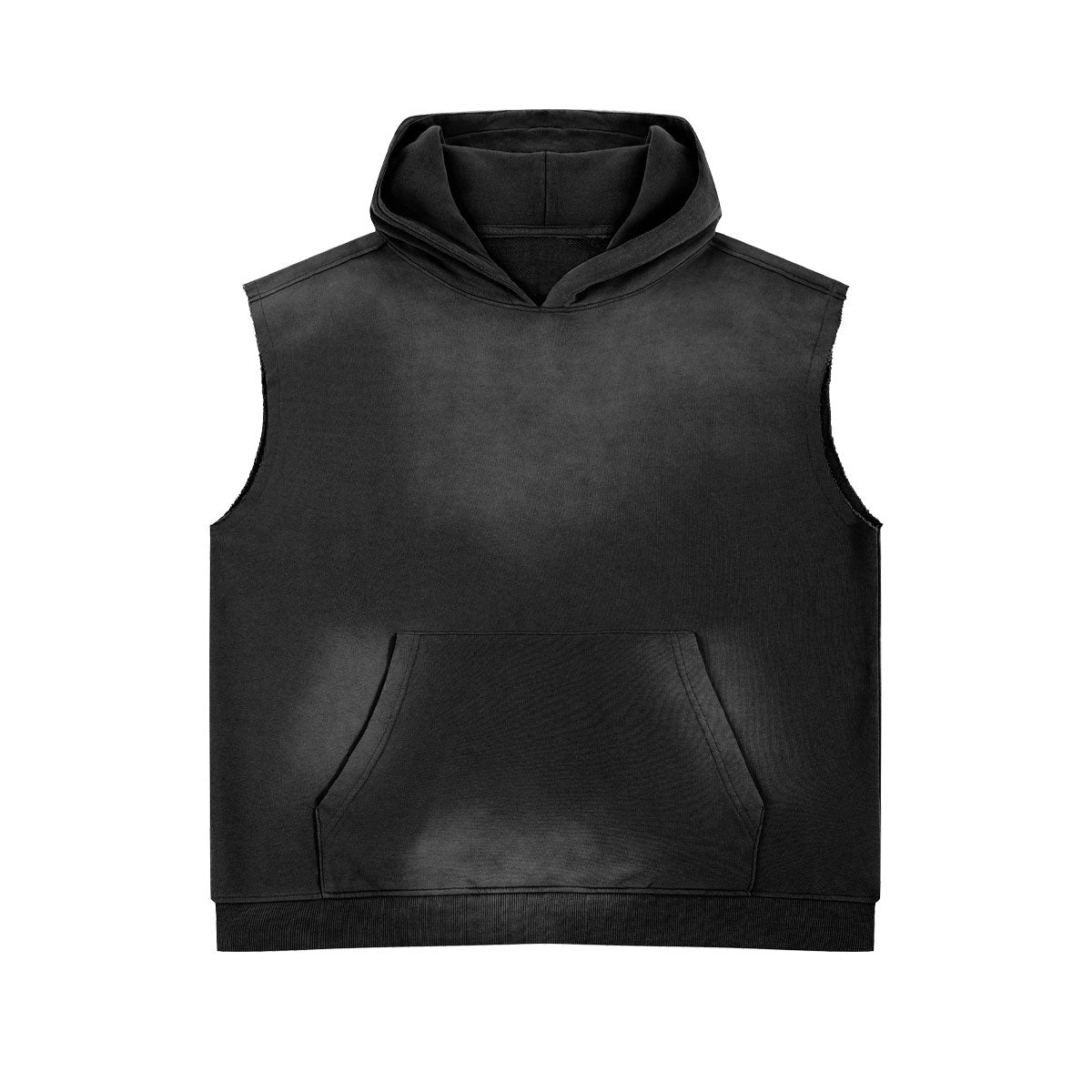 Distressed Sleeveless Crop Hoodie Top