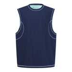 Contrast Stitching Sleeveless Crew Neck Casual Sport Tee