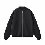 Solid Zip-Front Fleece Bomber Jacket