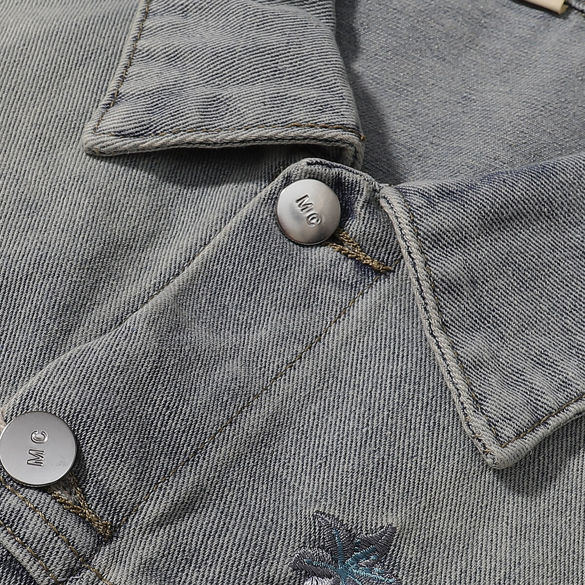 Floral Embroidery Denim Trucker Jacket