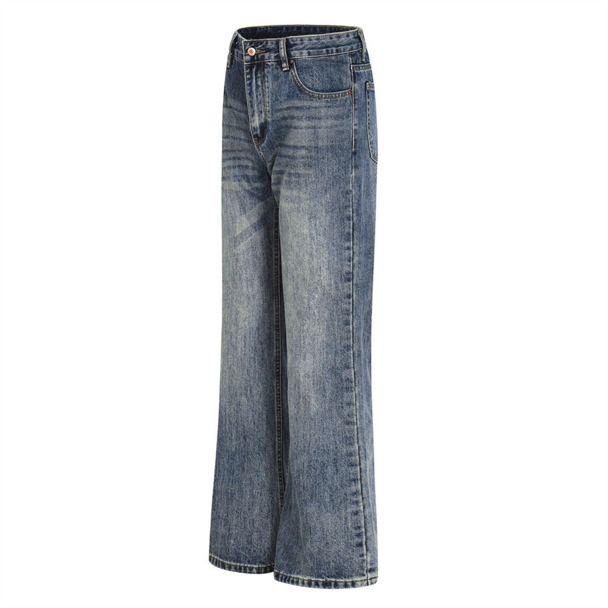 Men's Mid-Rise Straight-Leg Washed Denim Pants â€?Vintage Casual