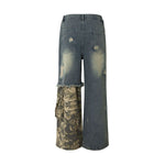 Smoke Rise Camouflage Patchwork Ripped Jeans