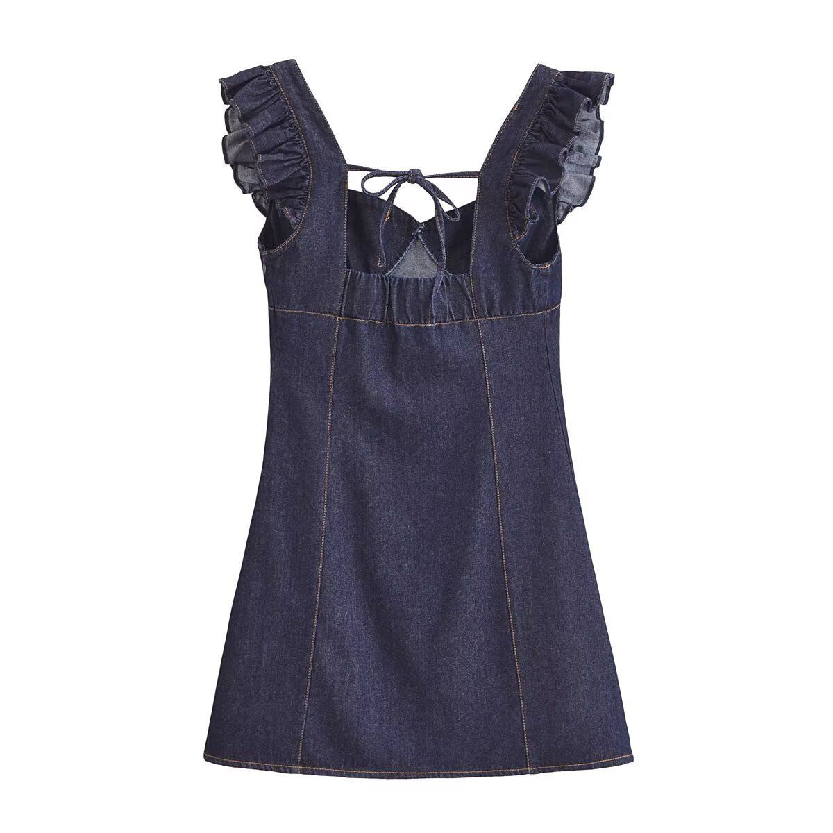 Flutter Sleeve A-Line Denim Minidress