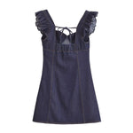 Flutter Sleeve A-Line Denim Minidress