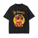 Cute Cat Stone Wash Graphic Tee-INNBLAC Fashion Apparel