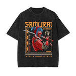 Samurai Warrior Graphic Washed Tee-INNBLAC Fashion Apparel