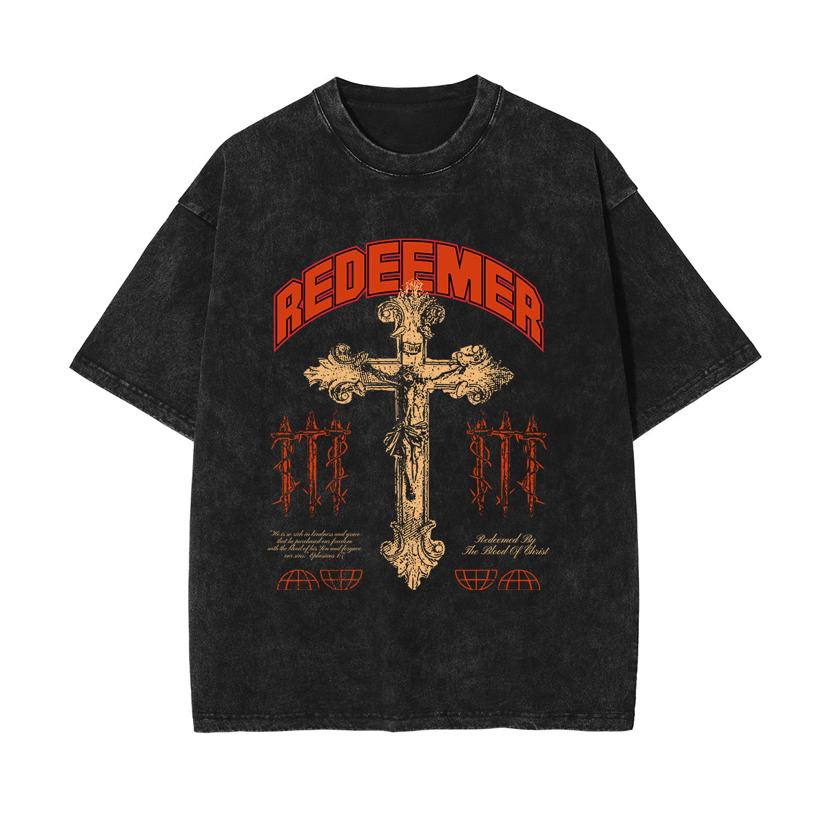 Redeemer Christian Stone Wash Graphic Tee-INNBLAC Fashion Apparel