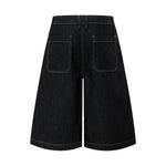 High-Waist A-Line Denim Cropped Shorts