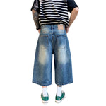 Vintage Sand Wash Straight Leg Denim Shorts