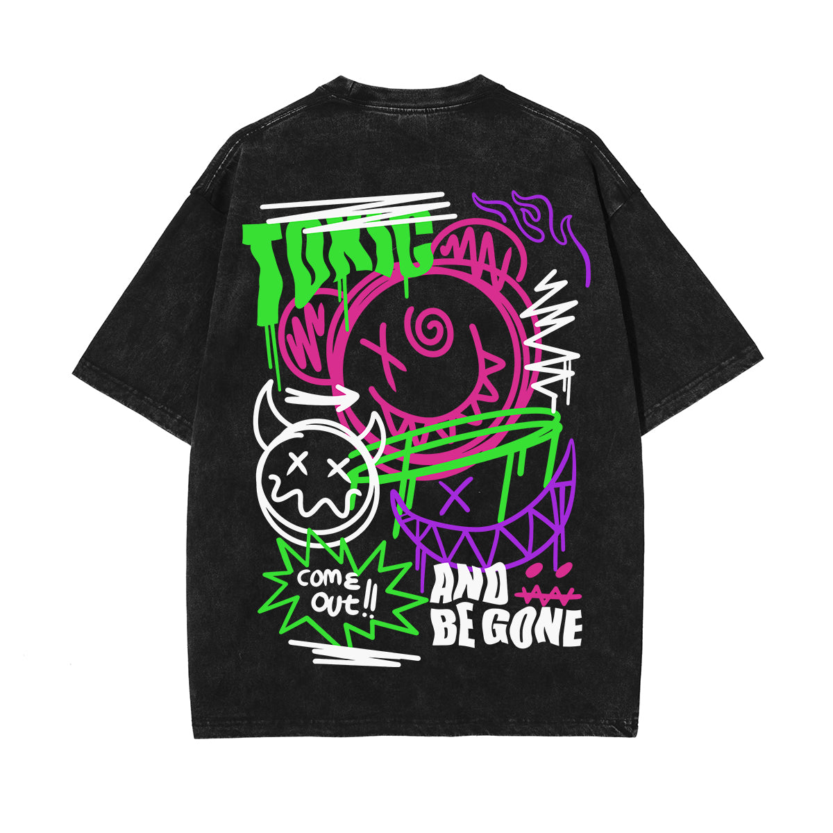 Toxic Graffiti Streetwear Graphic Washed Tee-INNBLAC Fashion Apparel