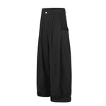 Draped Wide Leg Summer Suit Trousers with Deconstructed Panels