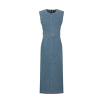 Round Neck Sleeveless Denim Midi Dress