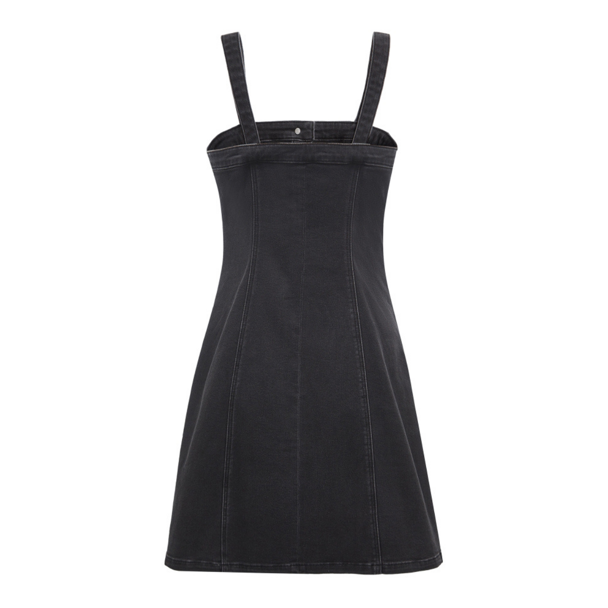 Washed Denim Button-Front Mini Dress