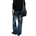 Vintage Whiskered Straight-Leg Denim Jeans