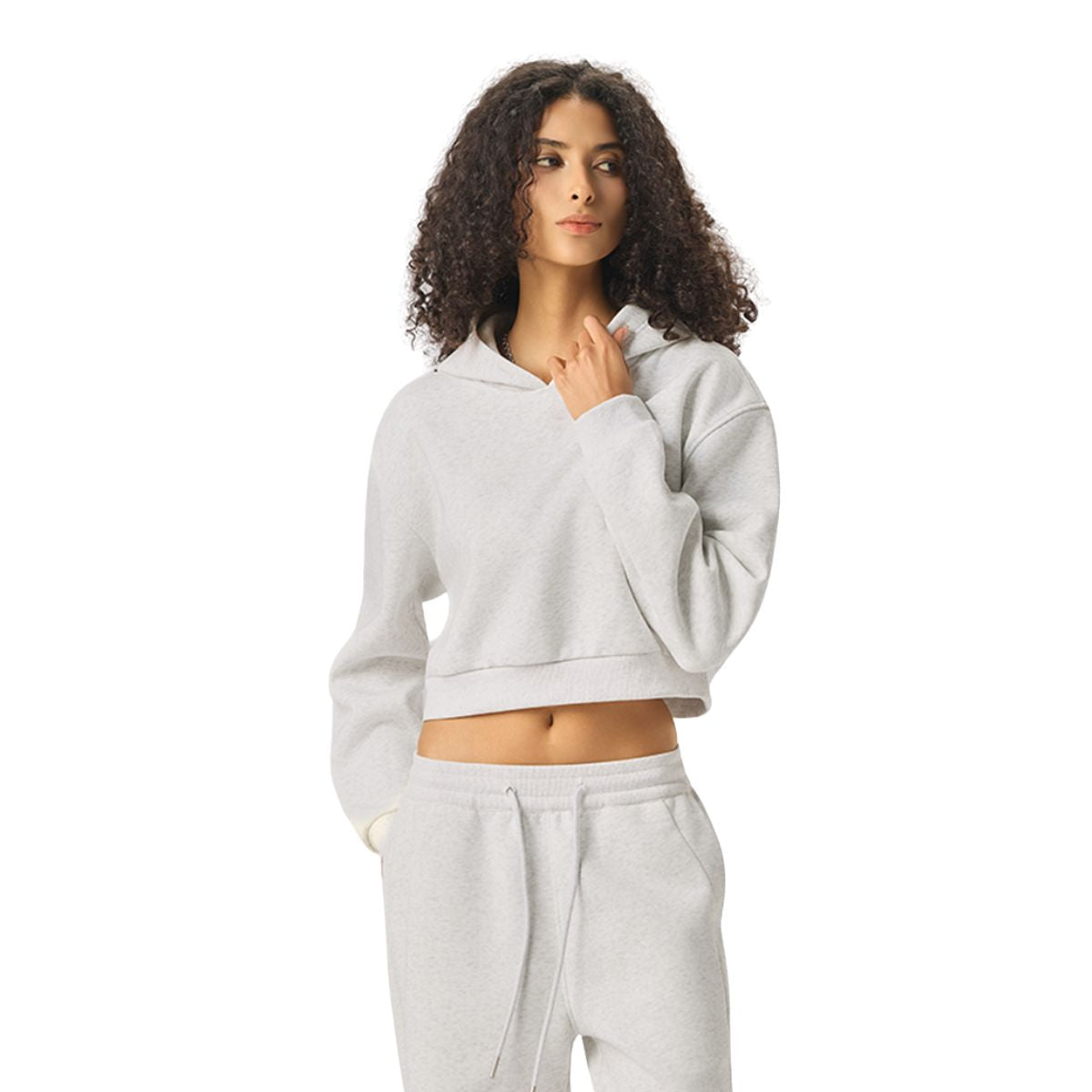 Women's Solid Color Relaxed Cropped Hoodie