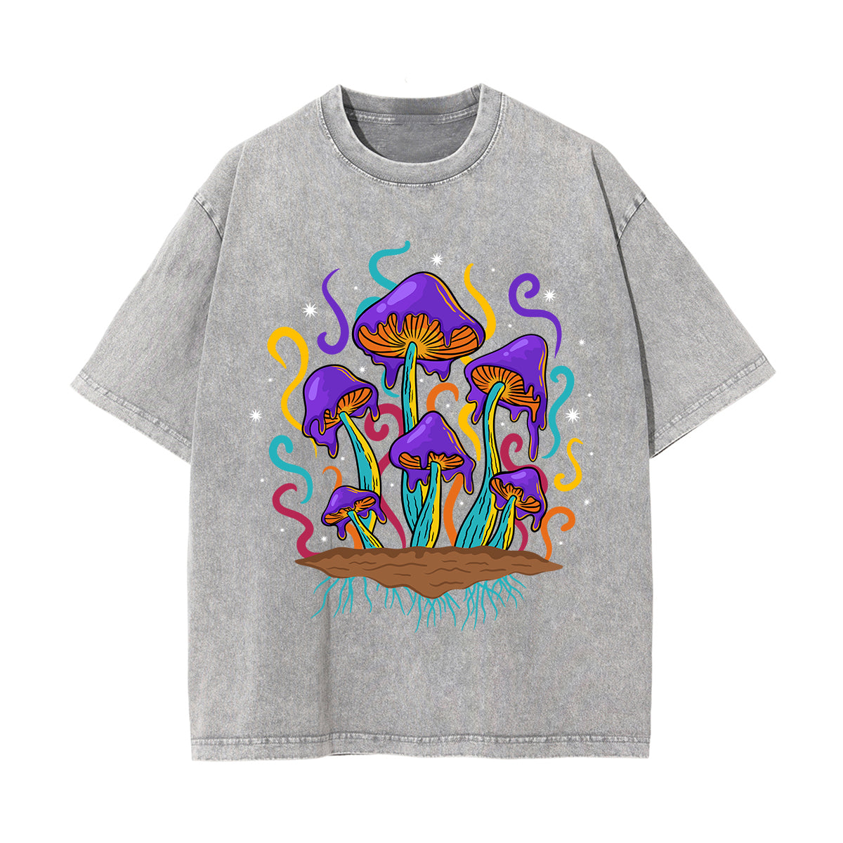 Melted Mushrooms Washed Graphic Tee-INNBLAC Fashion Apparel