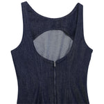 Low-Cut Back Ruffle Mini Denim Dress