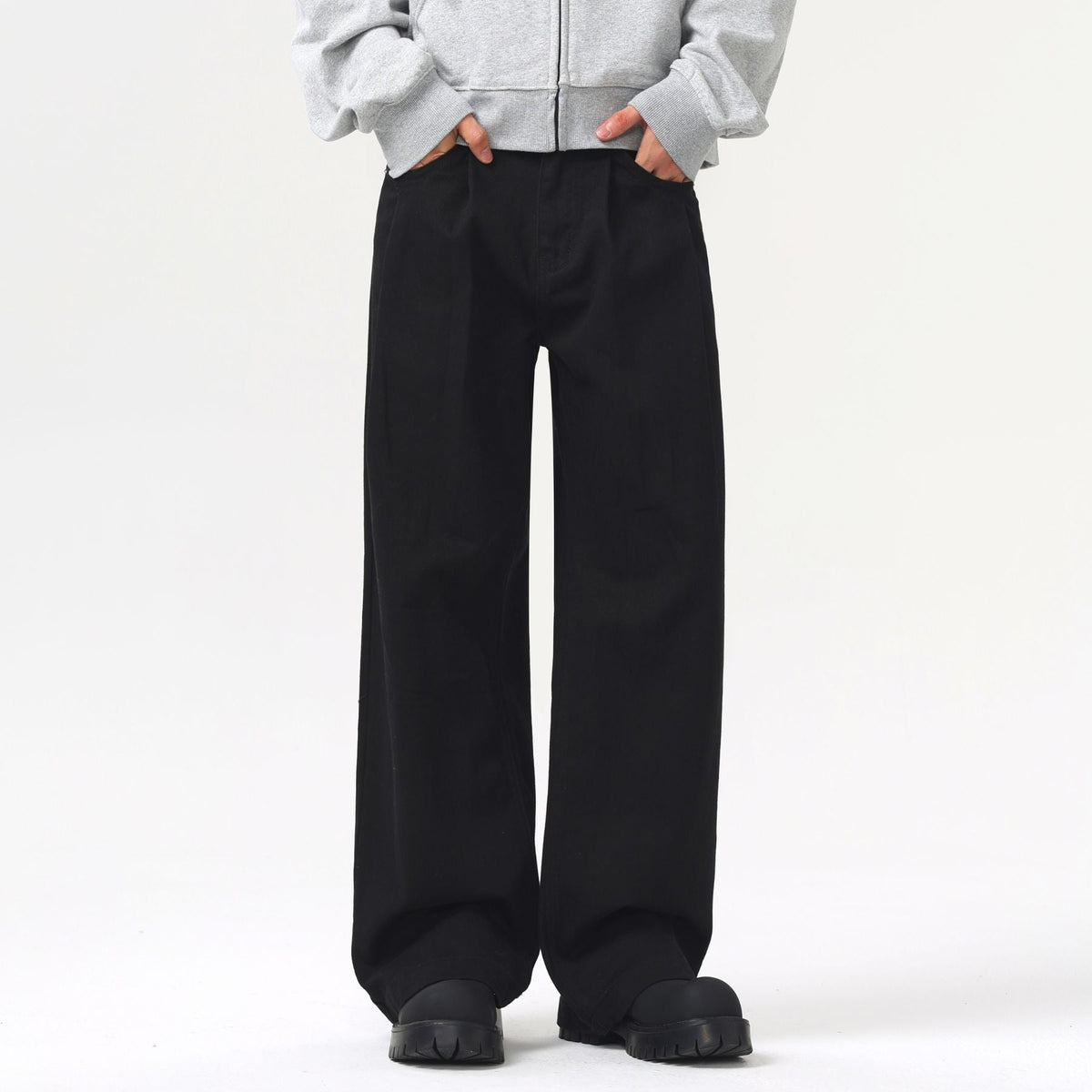 Solid Color Casual Pleated Trousers-INNBLAC Fashion Apparel