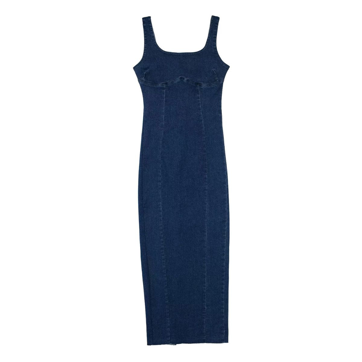 Split U Neck Denim Cami Maxi Dress