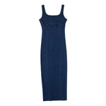Split U Neck Denim Cami Maxi Dress