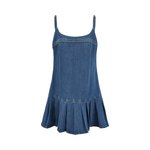 Pleated Hem Spaghetti Strap A-Line Dress